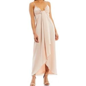 Gianni Bini Emilia V-neck drape front tulip hem satin dress